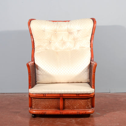 Poltrona vimini bomboo vintage anni 1980