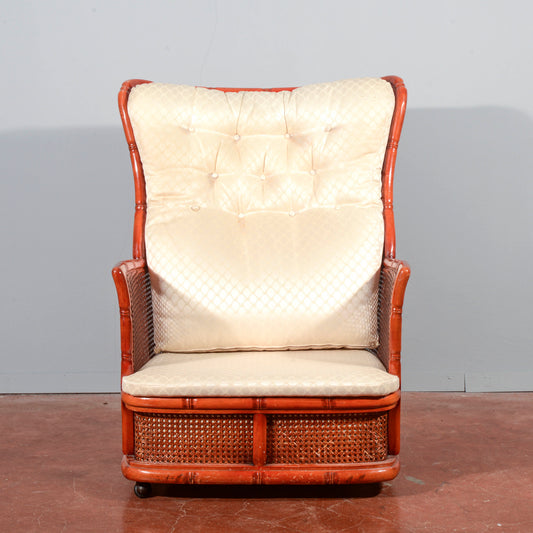 Poltrona vimini bomboo vintage anni 1980
