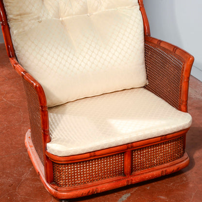 Poltrona vimini bomboo vintage anni 1980