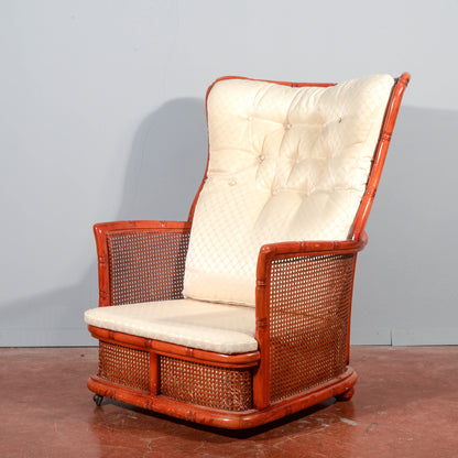 Poltrona vimini bomboo vintage anni 1980