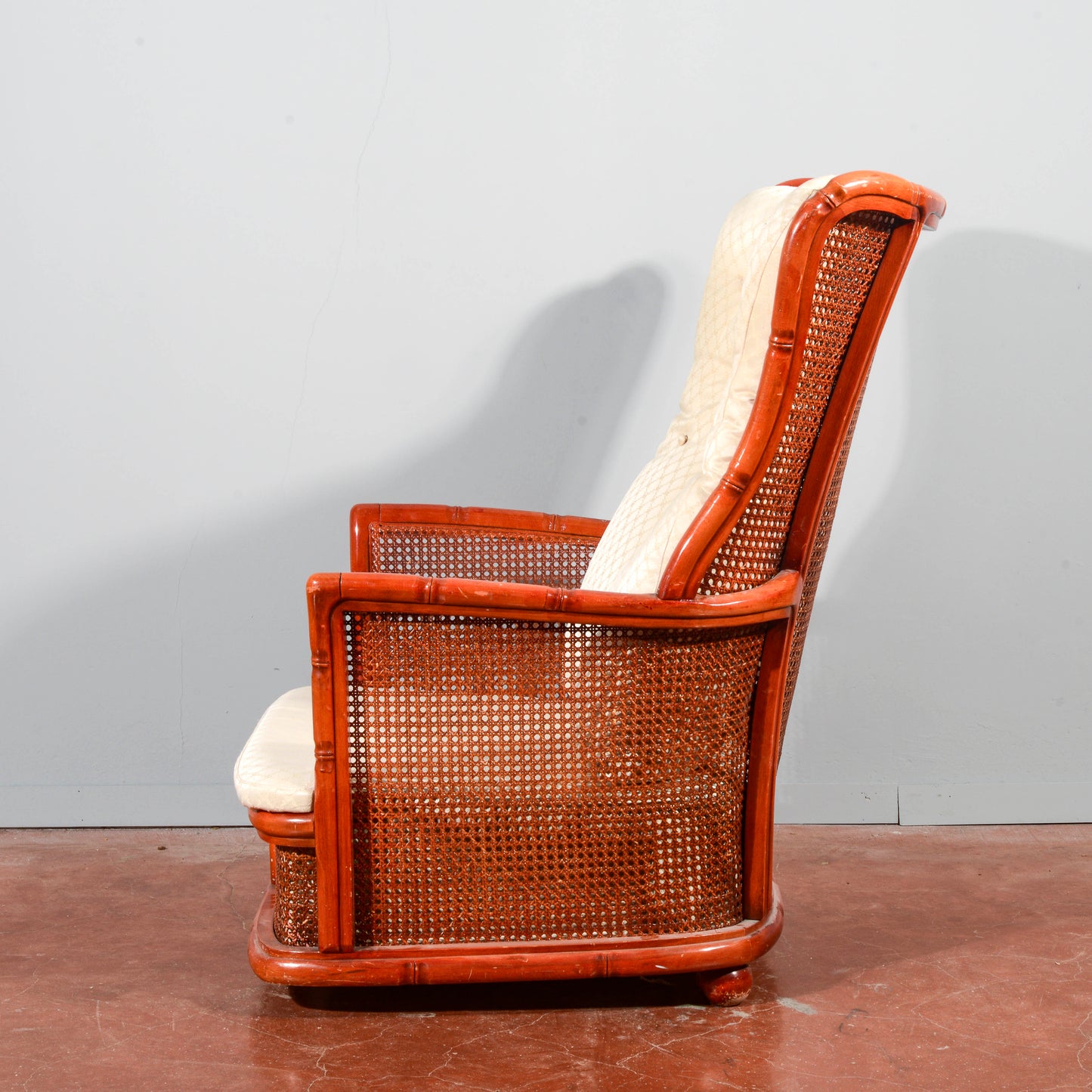 Poltrona vimini bomboo vintage anni 1980