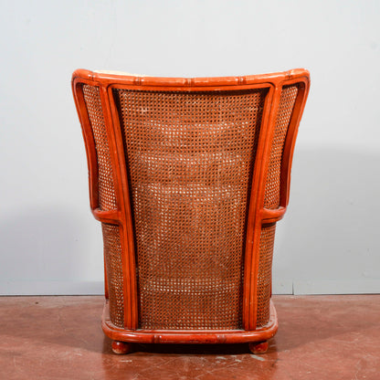 Poltrona vimini bomboo vintage anni 1980