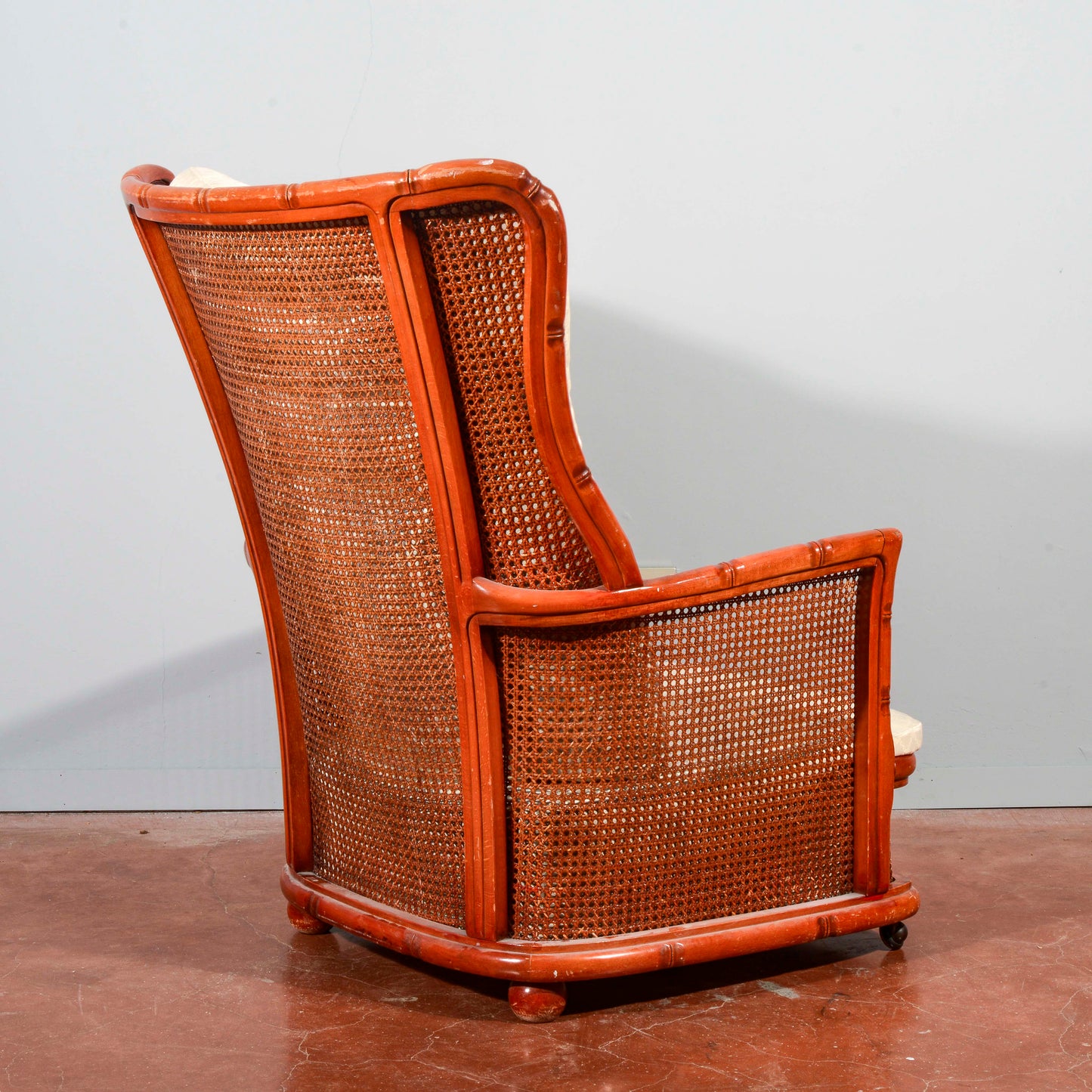 Poltrona vimini bomboo vintage anni 1980