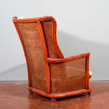 Poltrona vimini bomboo vintage anni 1980