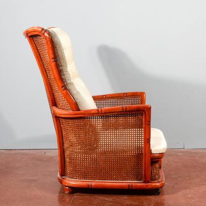 Poltrona vimini bomboo vintage anni 1980