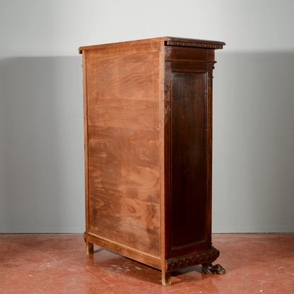Armadietto stipo  libreria piedi leone con ripiani e cassetto stile rinascimento Italia epoca 1900