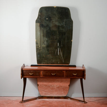 Toletta con specchio in legno bicolore Italia anni 1960