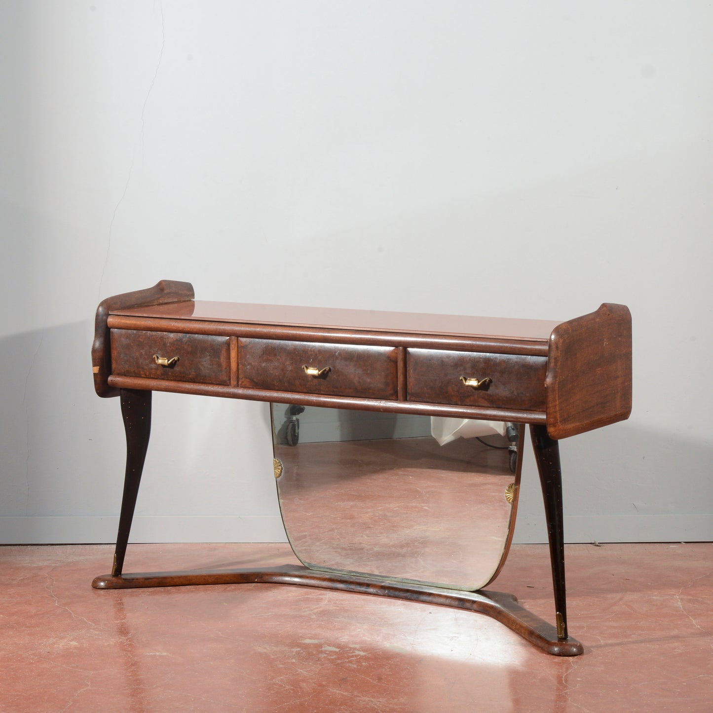 Toletta con specchio in legno bicolore Italia anni 1960