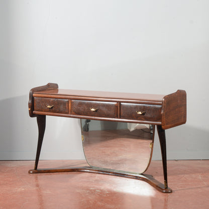 Toletta con specchio in legno bicolore Italia anni 1960