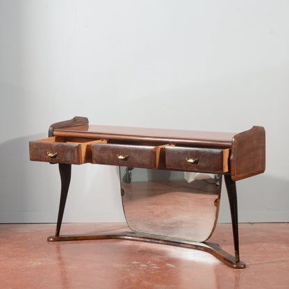 Toletta con specchio in legno bicolore Italia anni 1960
