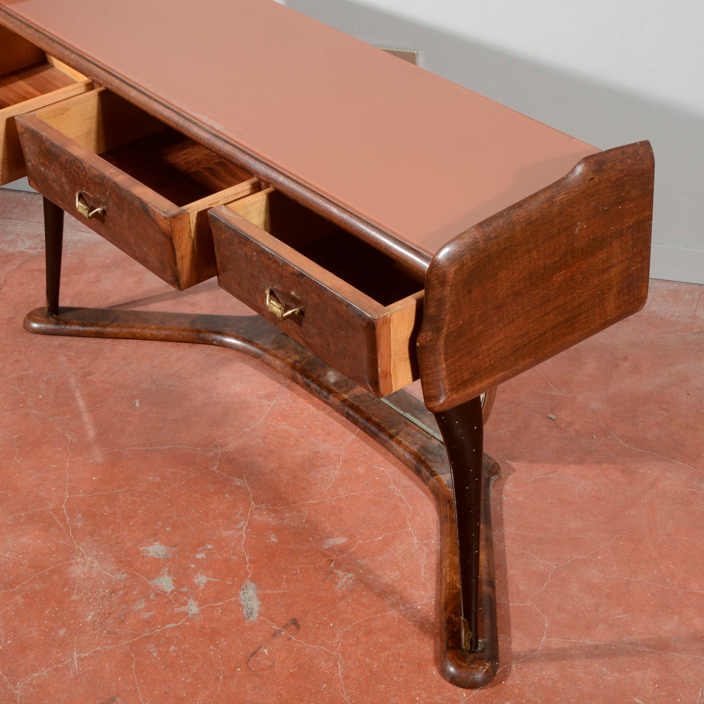Toletta con specchio in legno bicolore Italia anni 1960