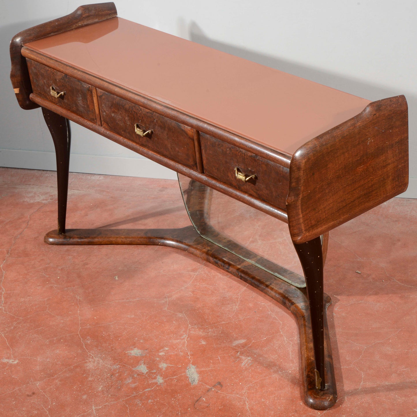 Toletta con specchio in legno bicolore Italia anni 1960
