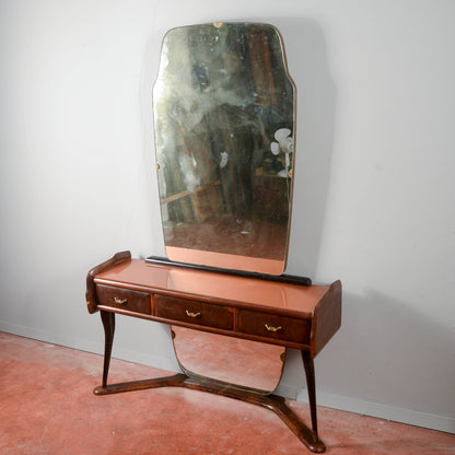 Toletta con specchio in legno bicolore Italia anni 1960