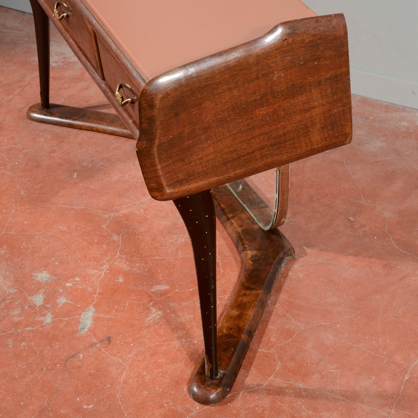 Toletta con specchio in legno bicolore Italia anni 1960