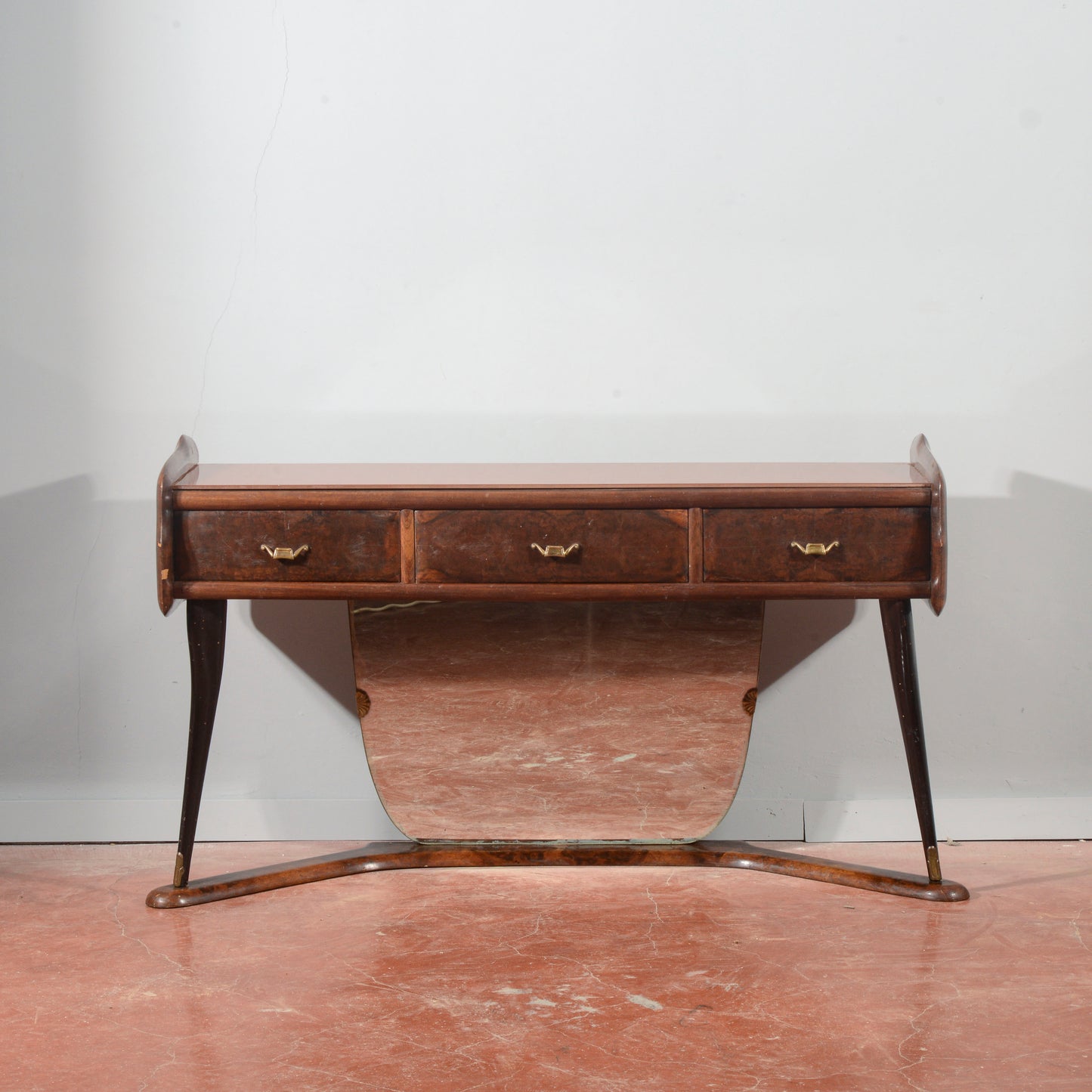Toletta con specchio in legno bicolore Italia anni 1960