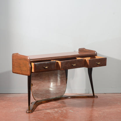 Toletta con specchio in legno bicolore Italia anni 1960