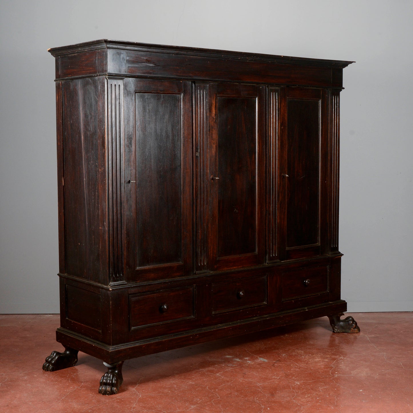Credenza libreria 3 ante stile rinascimentale  Italia XX secolo