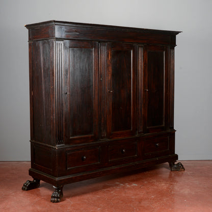 Credenza libreria 3 ante stile rinascimentale  Italia XX secolo
