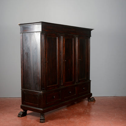 Credenza libreria 3 ante stile rinascimentale  Italia XX secolo