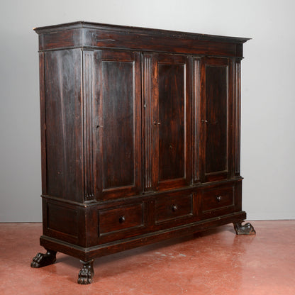 Credenza libreria 3 ante stile rinascimentale  Italia XX secolo