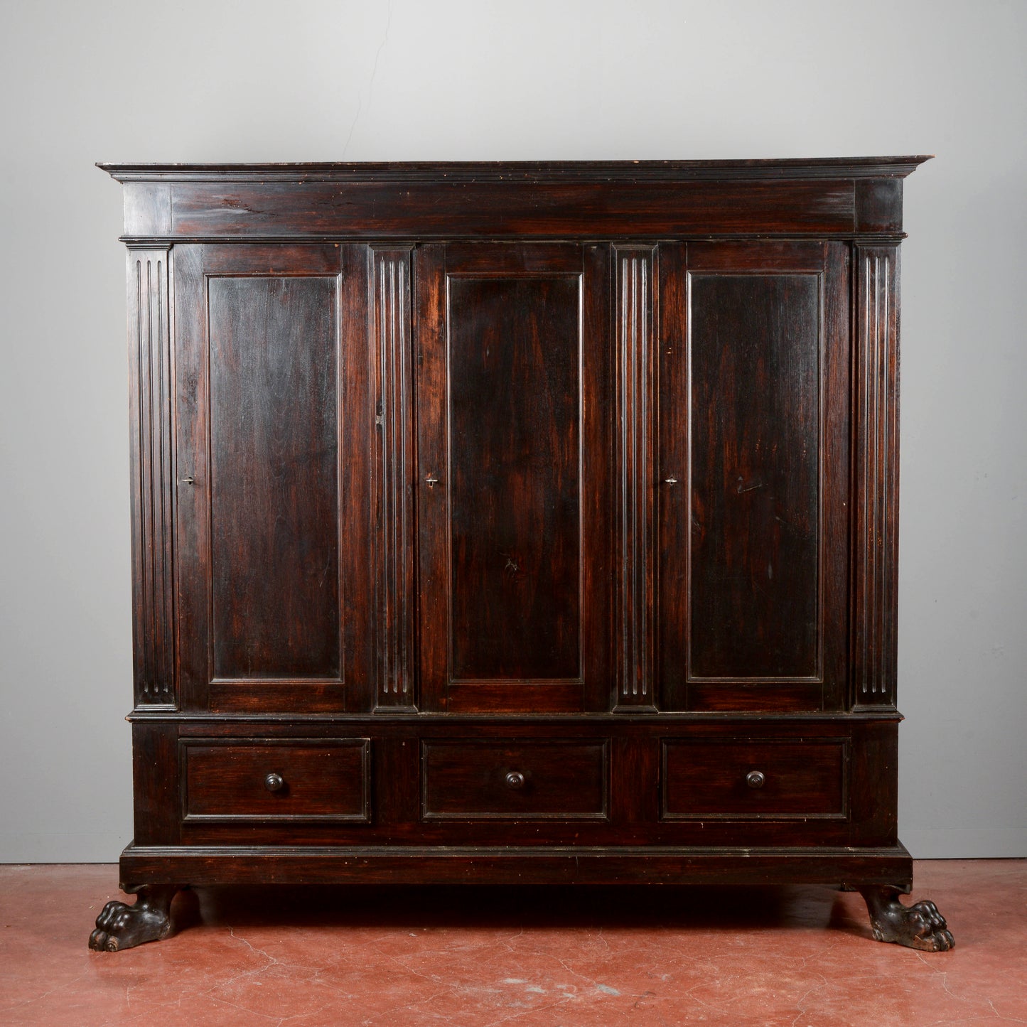 Credenza libreria 3 ante stile rinascimentale  Italia XX secolo