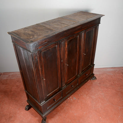 Credenza libreria 3 ante stile rinascimentale  Italia XX secolo