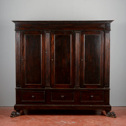 Credenza libreria 3 ante stile rinascimentale  Italia XX secolo