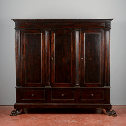 Credenza libreria 3 ante stile rinascimentale  Italia XX secolo
