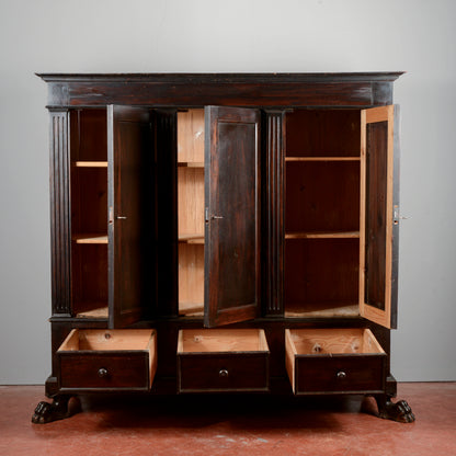 Credenza libreria 3 ante stile rinascimentale  Italia XX secolo