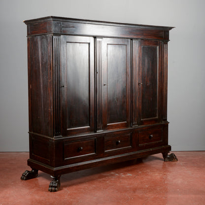 Credenza libreria 3 ante stile rinascimentale  Italia XX secolo