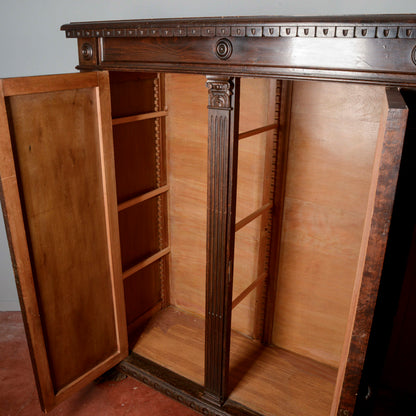 Credenza libreria tre ante epoca primo 900 decori a rombi stile neorinascimentale