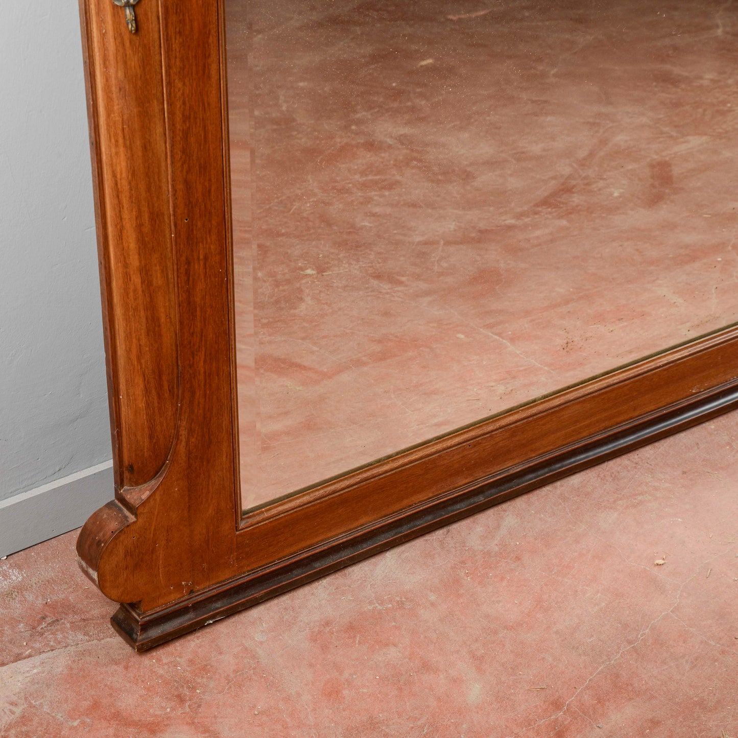 Specchio Specchiera Stile Biedermeier Con Inserti In Metallo Tardo XIX