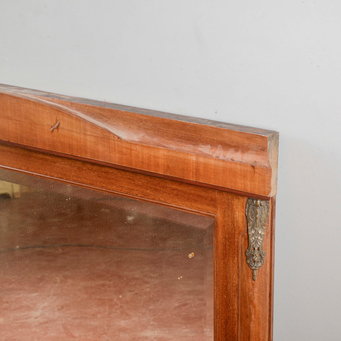 Specchio Specchiera Stile Biedermeier Con Inserti In Metallo Tardo XIX