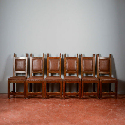 Set 6 sedie in legno e similpelle a cartella