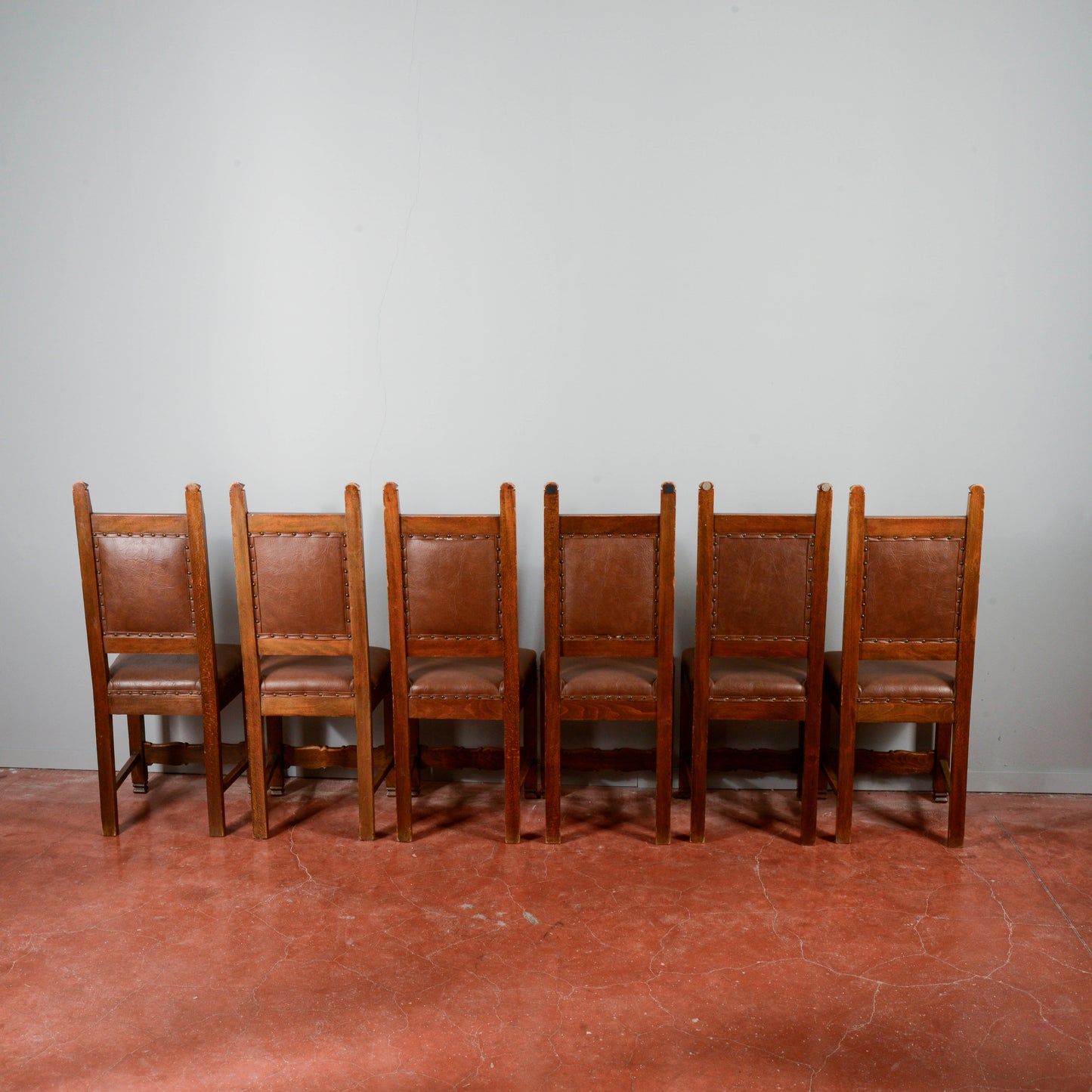 Set 6 sedie in legno e similpelle a cartella