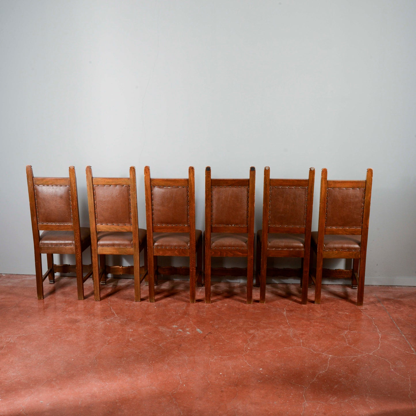 Set 6 sedie in legno e similpelle a cartella