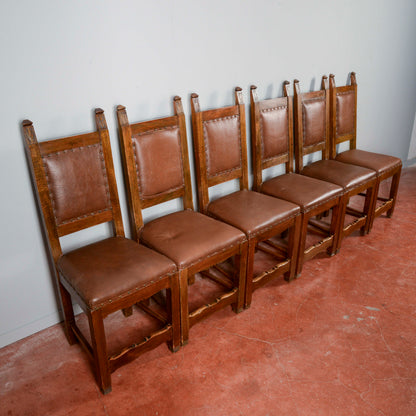 Set 6 sedie in legno e similpelle a cartella