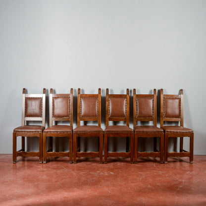Set 6 sedie in legno e similpelle a cartella