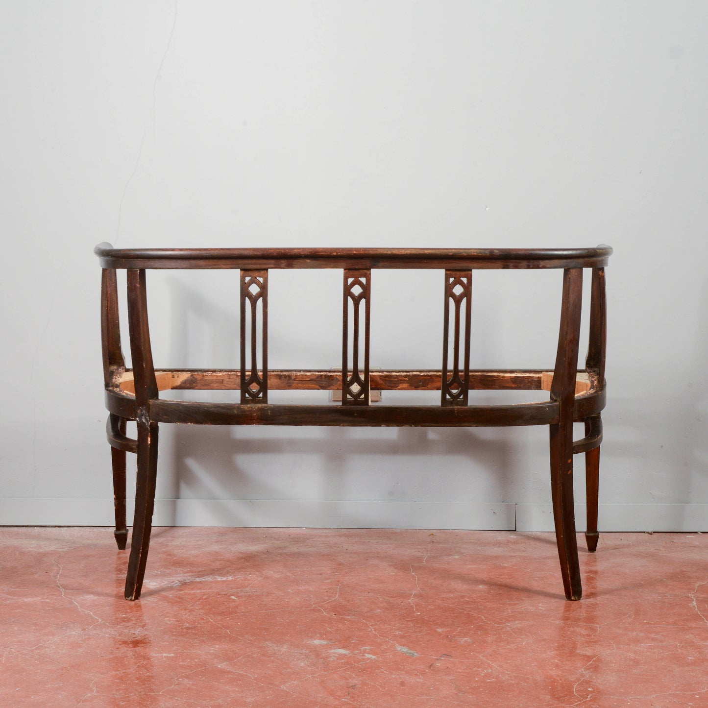 Divanetto liberty legno ebanizzato secolo 1920