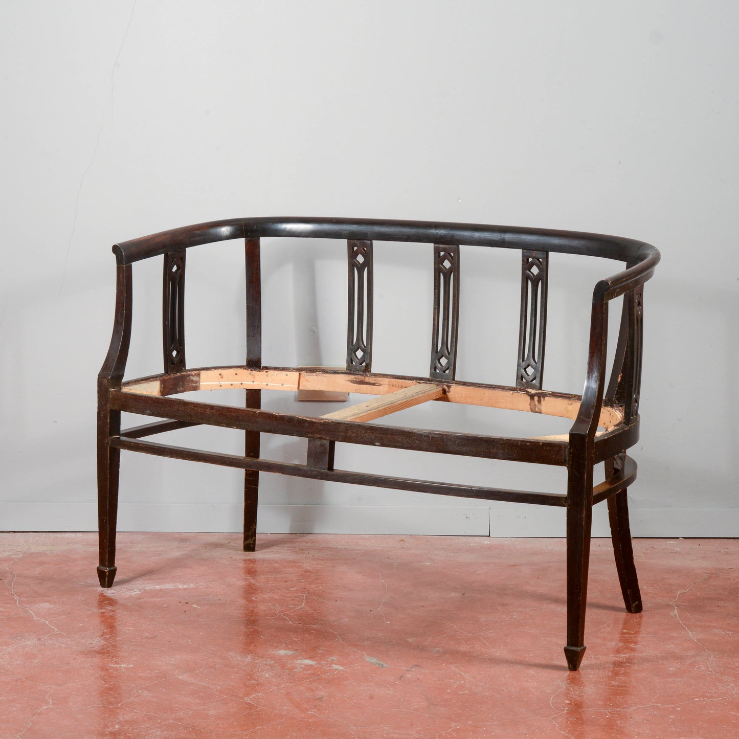 Divanetto liberty legno ebanizzato secolo 1920