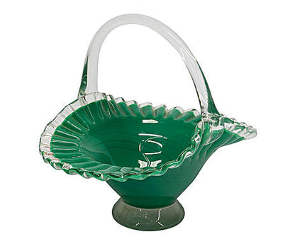 Cestino in vetro di Murano verde 1980
