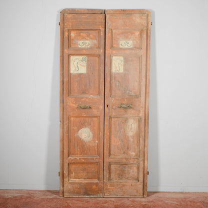 Porta Laccata Con Prove Pulite Dei Decori Epoca 700
