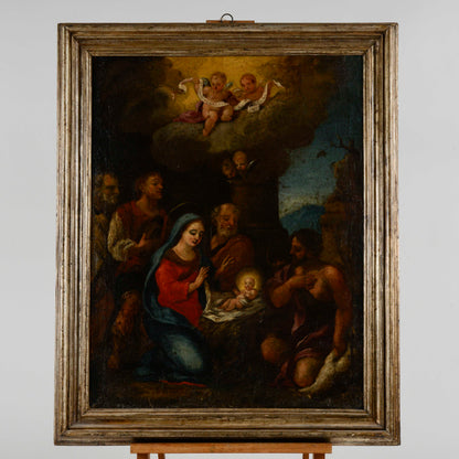 dipinto quadro natività epoca 500 olio su tela