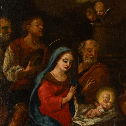 dipinto quadro natività epoca 500 olio su tela