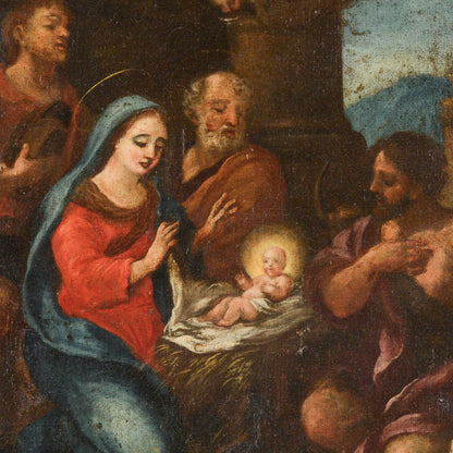 dipinto quadro natività epoca 500 olio su tela
