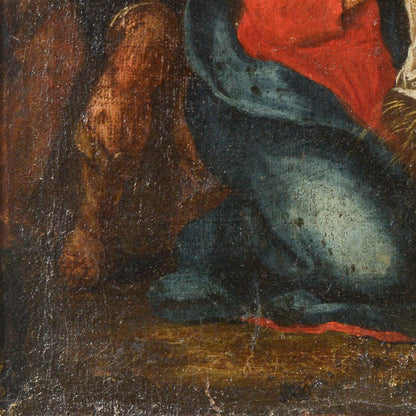 dipinto quadro natività epoca 500 olio su tela