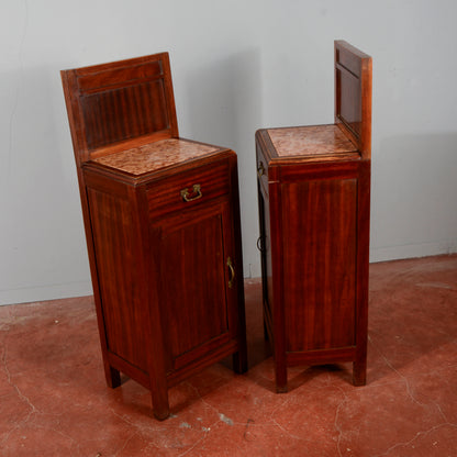 Coppia comodini in mogano con piano  epoca Liberty