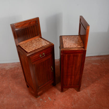 Coppia comodini in mogano con piano  epoca Liberty