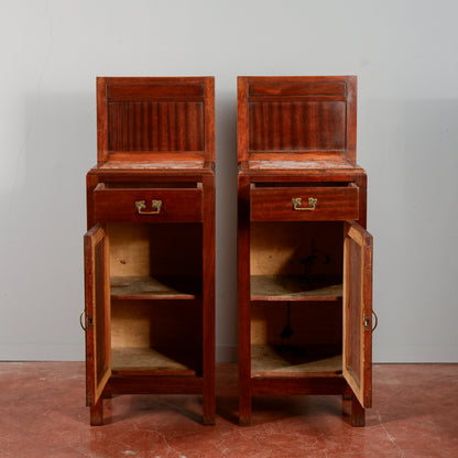Coppia comodini in mogano con piano  epoca Liberty