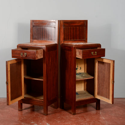 Coppia comodini in mogano con piano  epoca Liberty